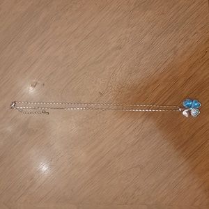 4 leaf clover necklace, blue and clear Swarovski crystals, pre owned